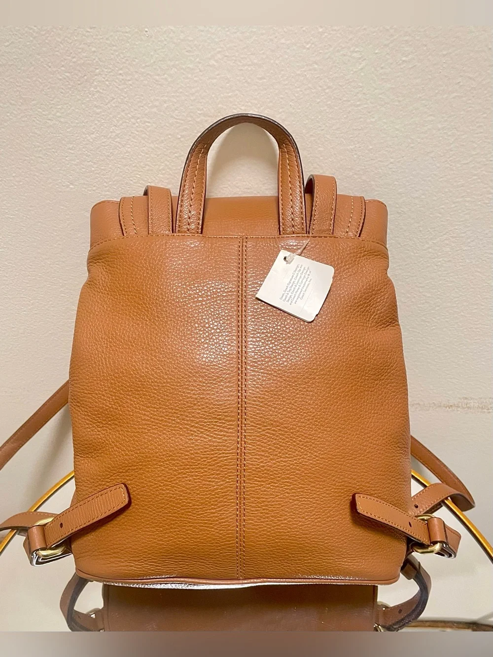 Coach Park Cognac British Tan Pebbled Leather Drawstring Backpack Bag F24385 NWT